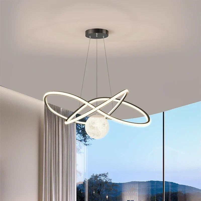 Gold aluminum pendant in a living room
