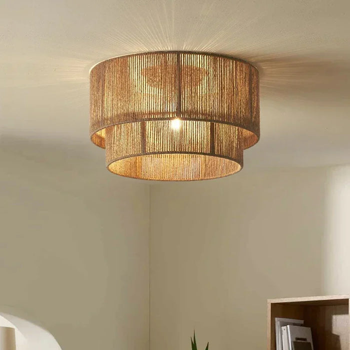 Woven rattan chandelier
