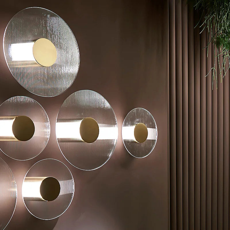 Gold glass sconce in a living room