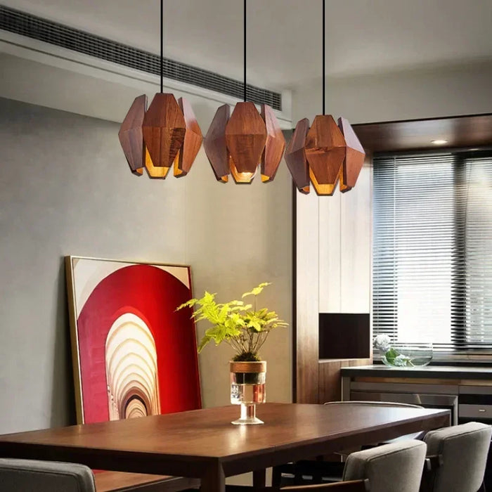 Wood rattan pendant