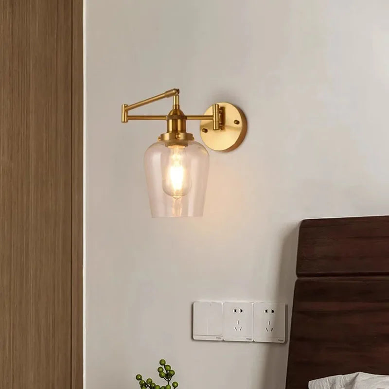 Swing arm glass sconce