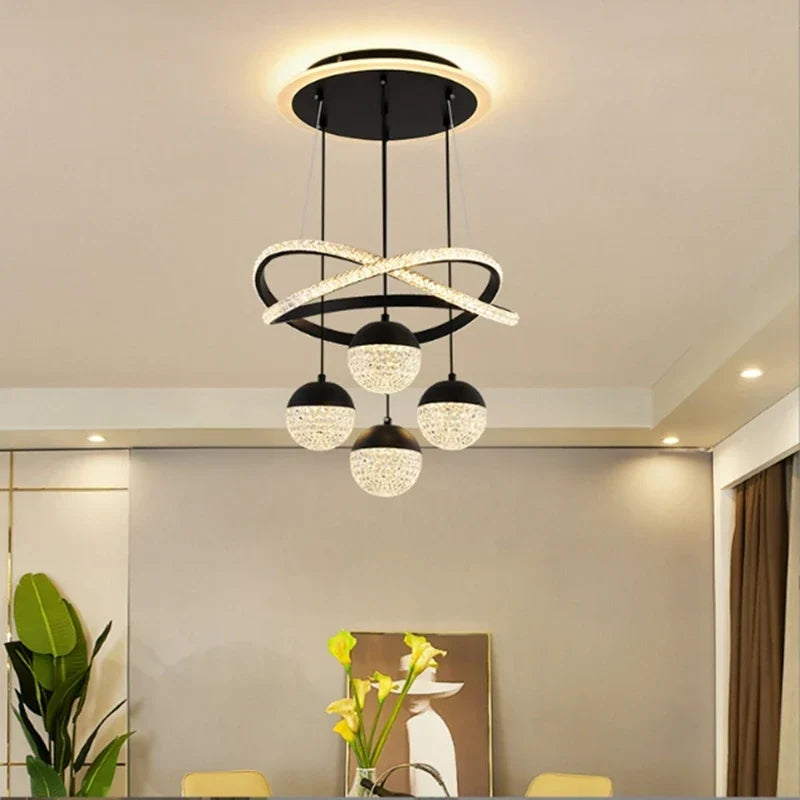 Gold LED pendant in a restaurant