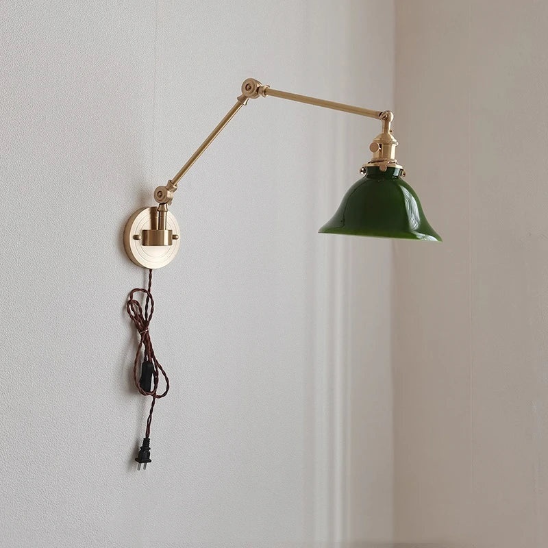 Swing arm wall light over a sofa