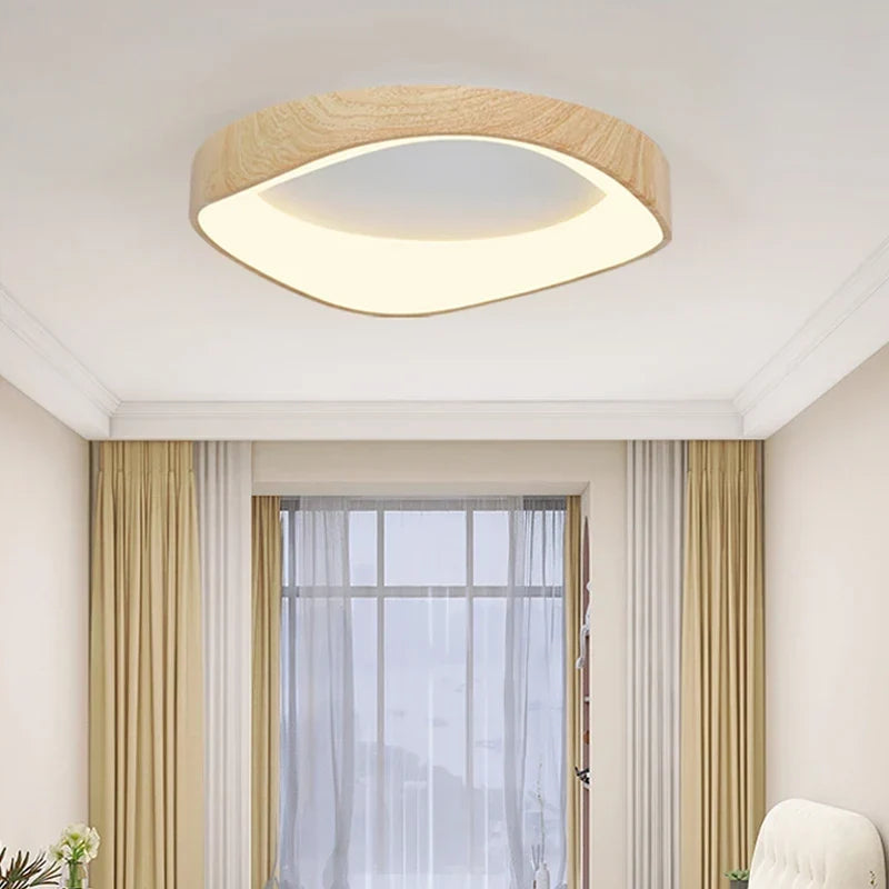 Round wood ceiling light
