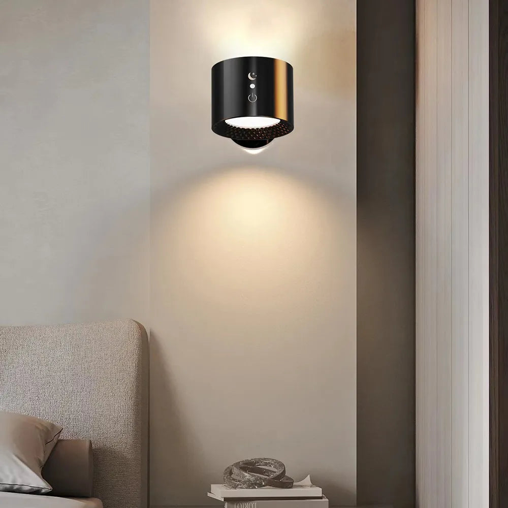Wireless wall light in a bedroom