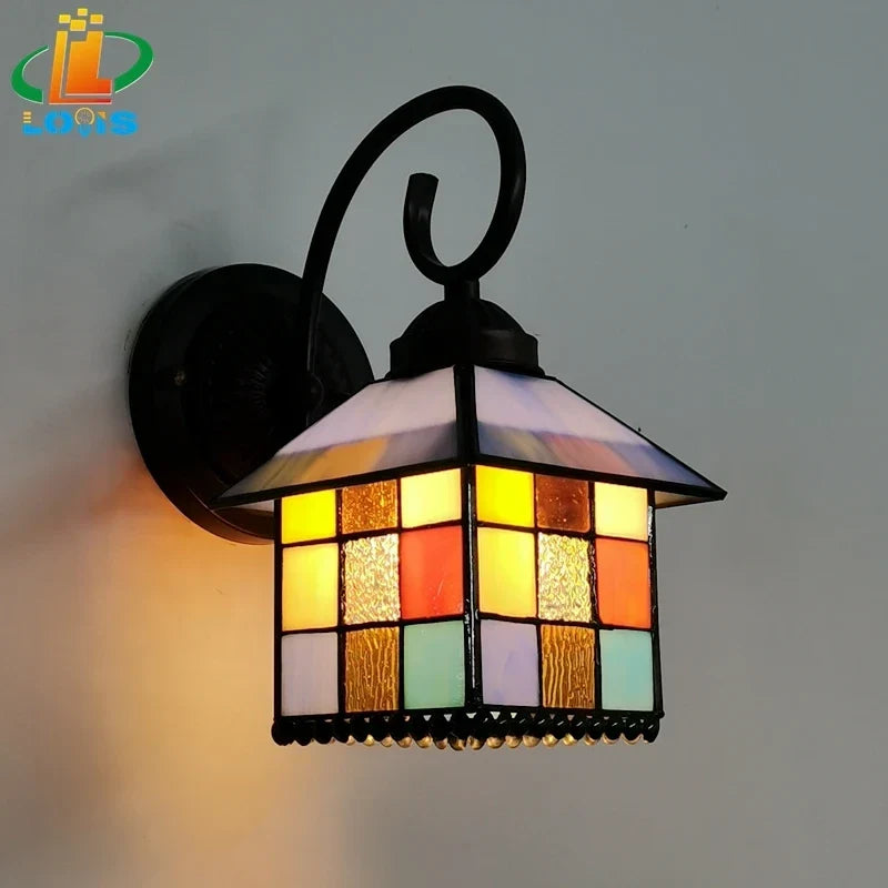 Stained glass wall light