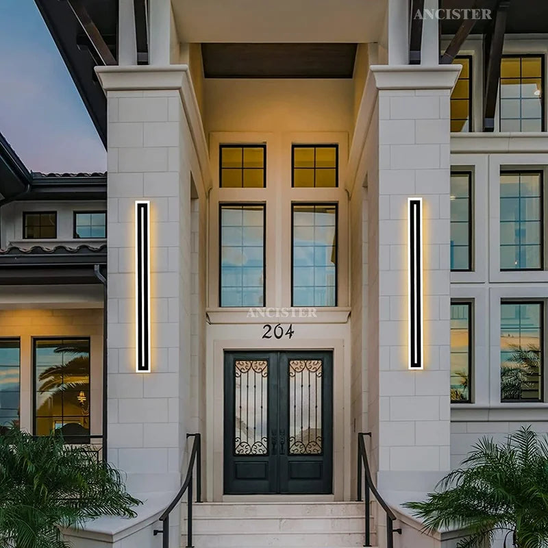Long linear LED on a house facade