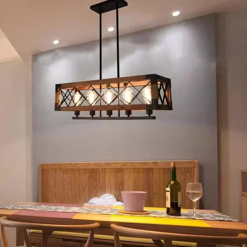 Industrial wood pendant