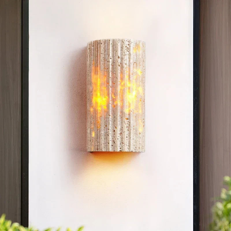 Outdoor stone wall light