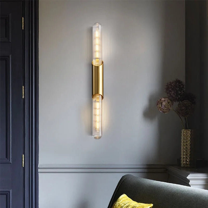 Brass Clear Glass Sconce, view 3