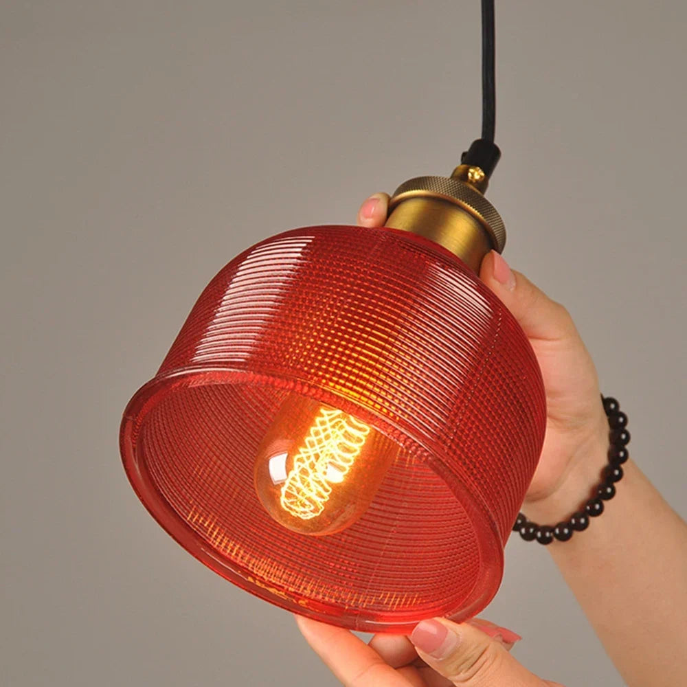 Amber striped glass pendant