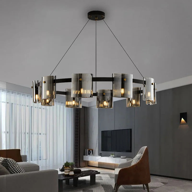 Smoke glass chandelier