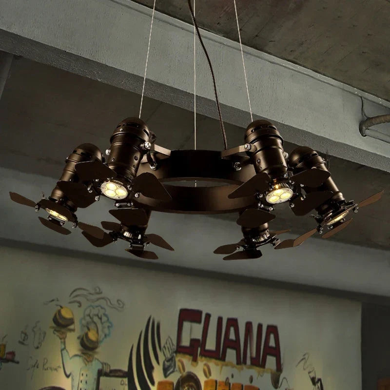 Industrial six head chandelier