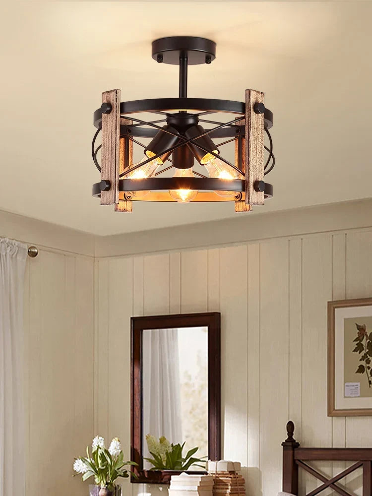 Wood ceiling light