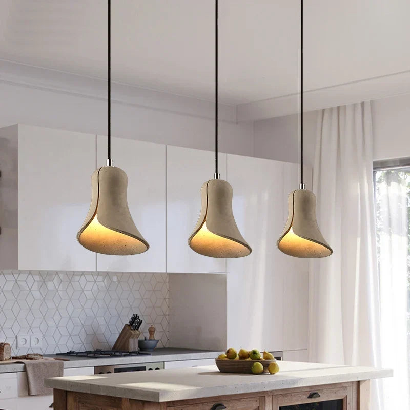Gray cement pendant in a restaurant