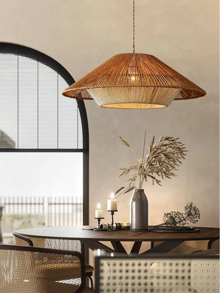 Woven rope chandelier