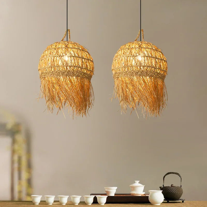 Woven bamboo pendant