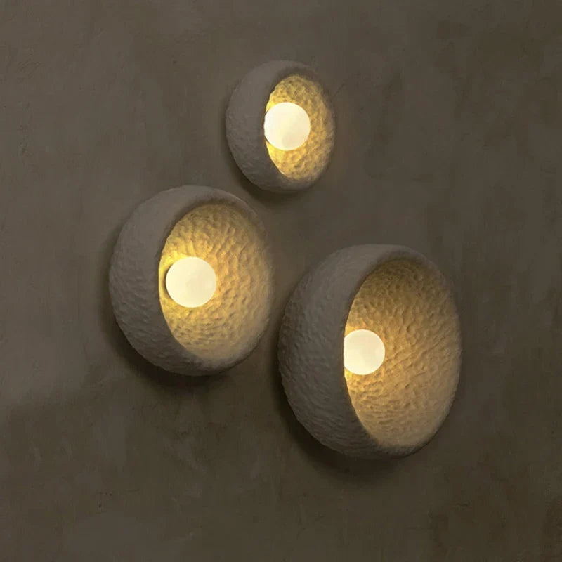 Textured round light in a living room