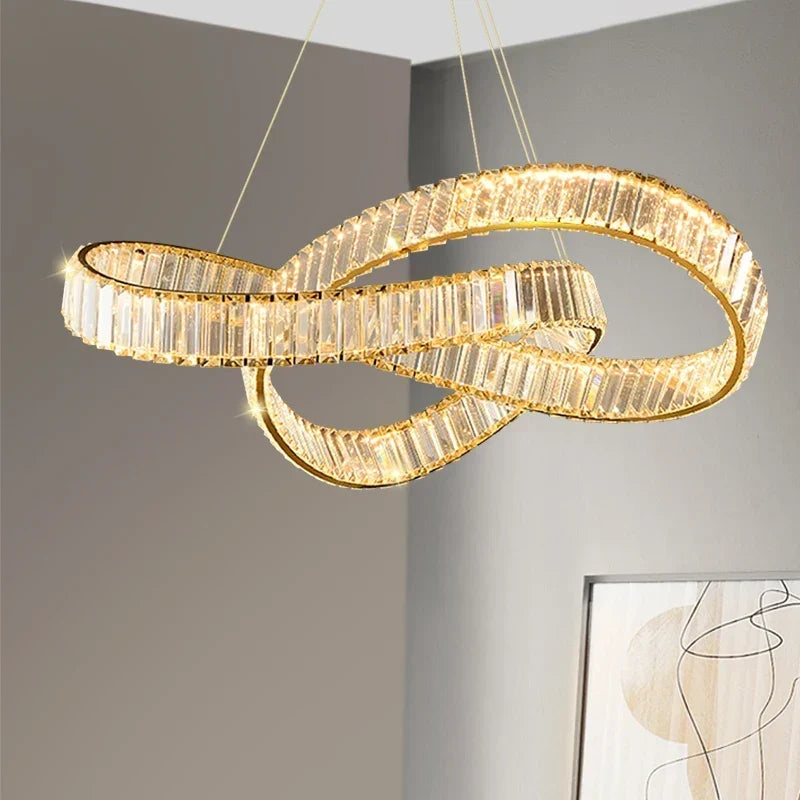 Spiral crystal chandelier
