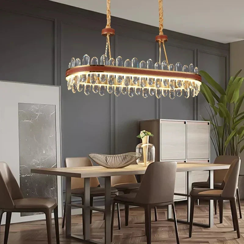 Crystal and Leather Chandelier, view 5