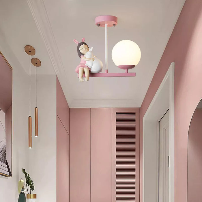 Pink kids ceiling light