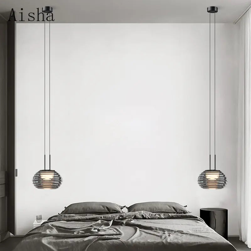 Modern Glass Pendant, Light Gray, view 3