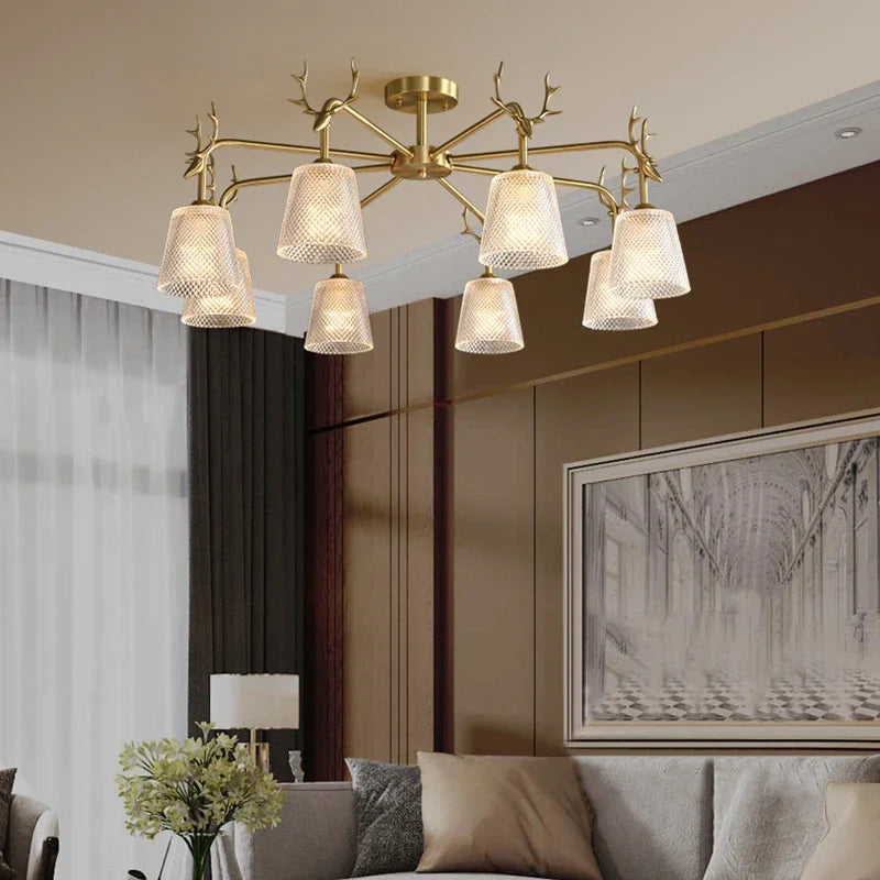 Copper glass chandelier