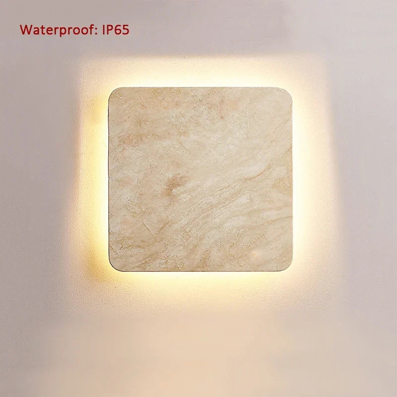 Square stone LED wall light