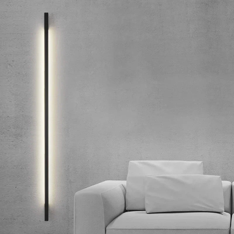 Linear wall light in a living room
