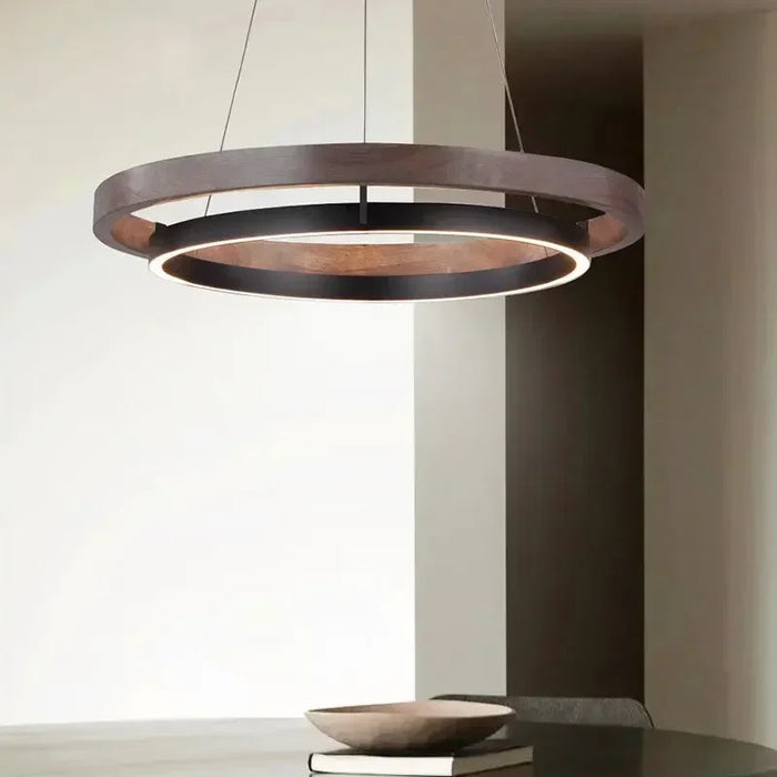 Wood LED chandelier