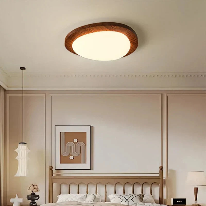 Log wood ceiling light