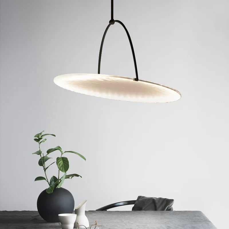 Danish Round Fabric Pendant, view 4