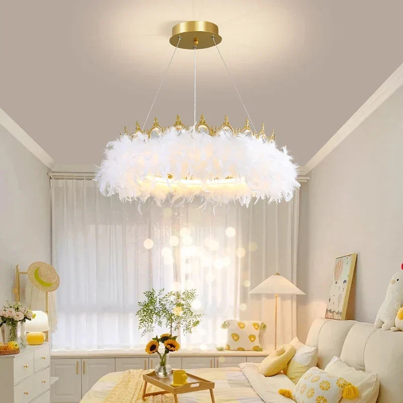 Feather kids chandelier
