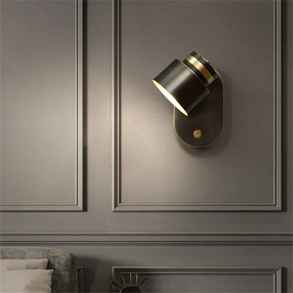 Brass swivel LED reading wall light