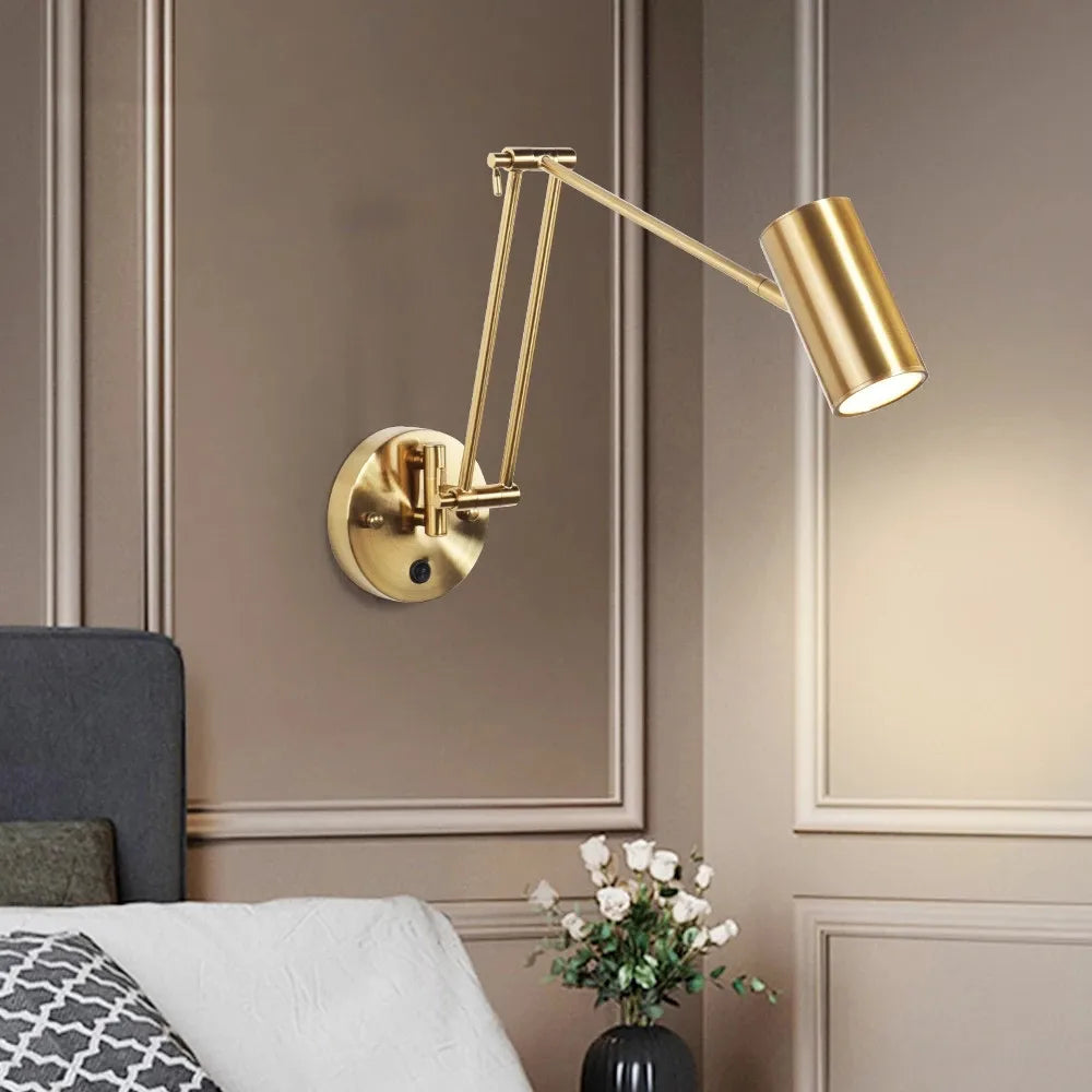 Telescopic swing arm LED wall light