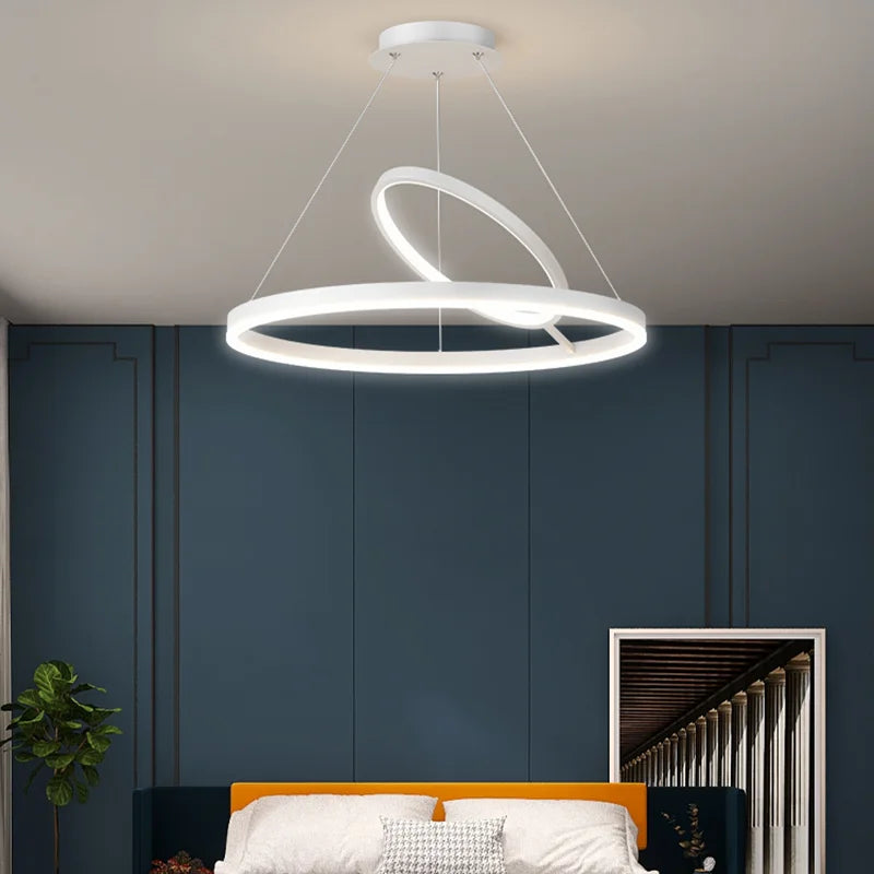 Black LED pendant in a living room