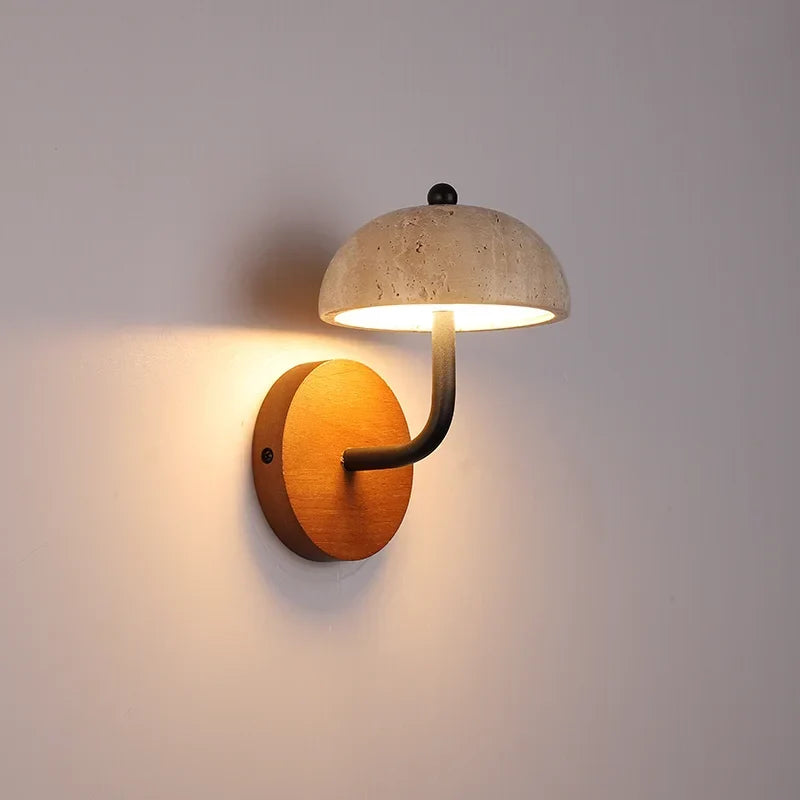 Travertine mushroom LED wall light