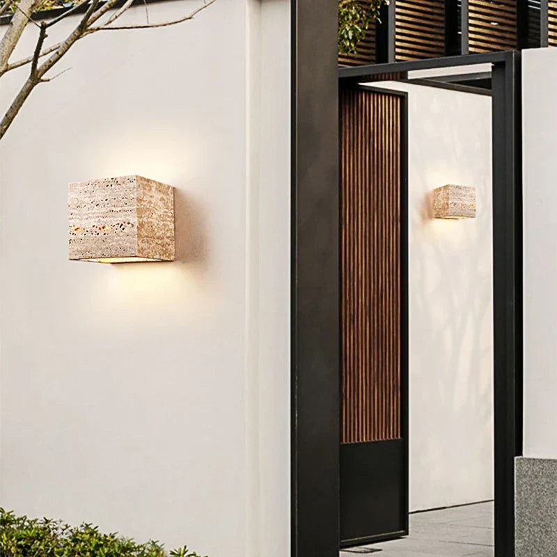 Wood wall light in a Japanese garden