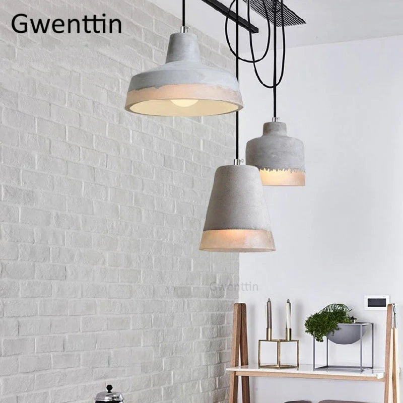 Cement pendant in a kitchen