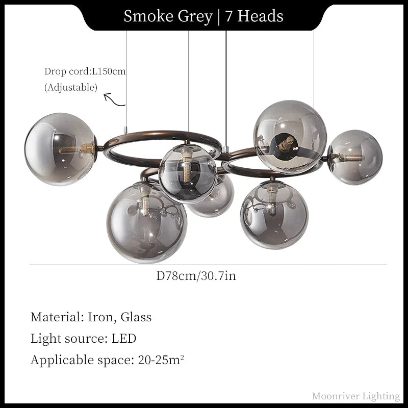 Glass Globe Chandelier, view 14