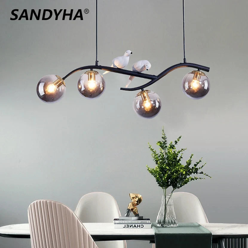 Bird glass chandelier