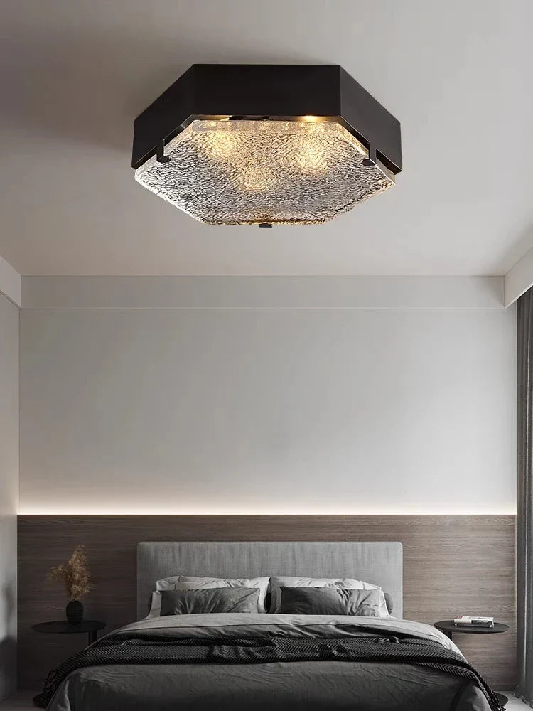Rippled glass ceiling light