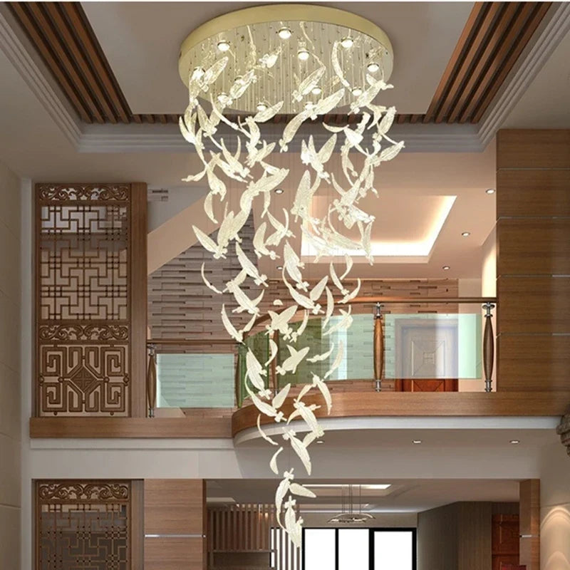 Feather crystal chandelier