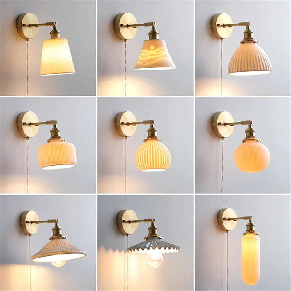 Ceramic sconce in a bedroom