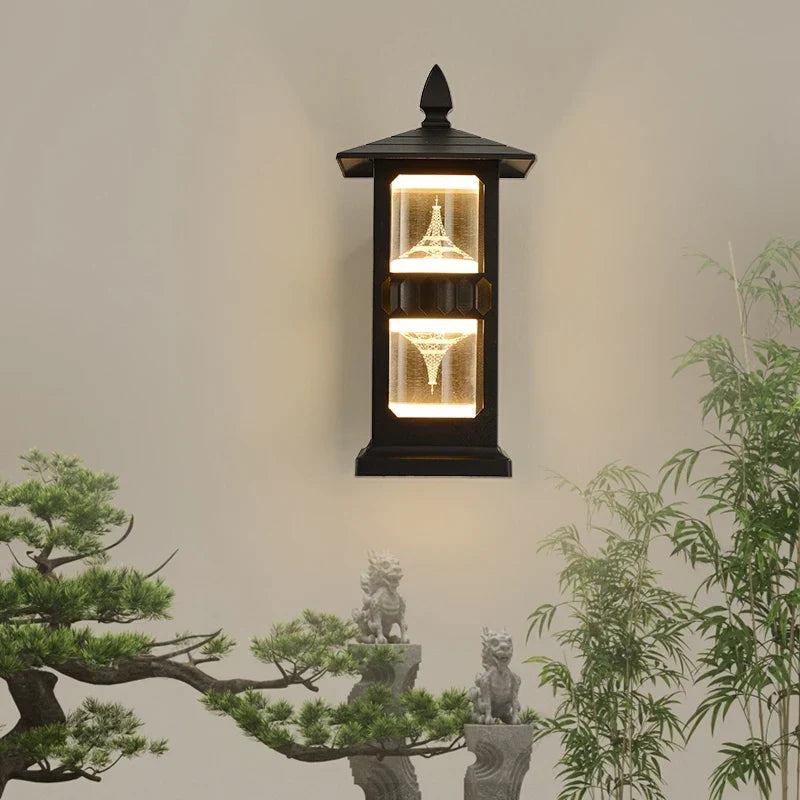 Outdoor sconce at a front door