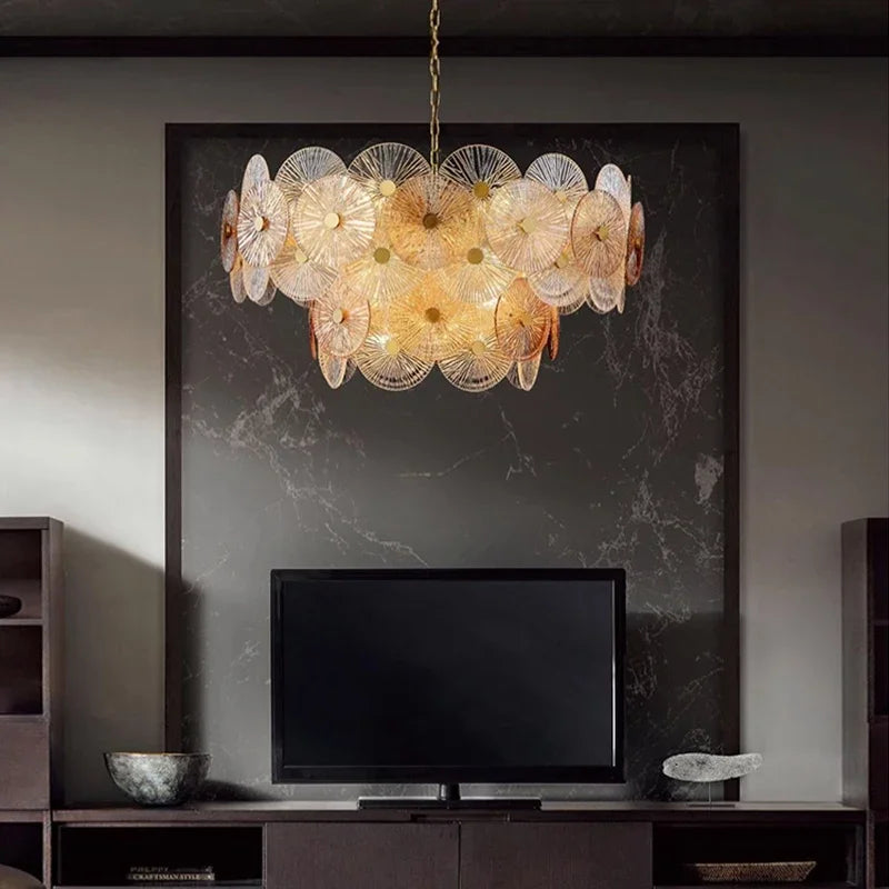 Glass tiered chandelier