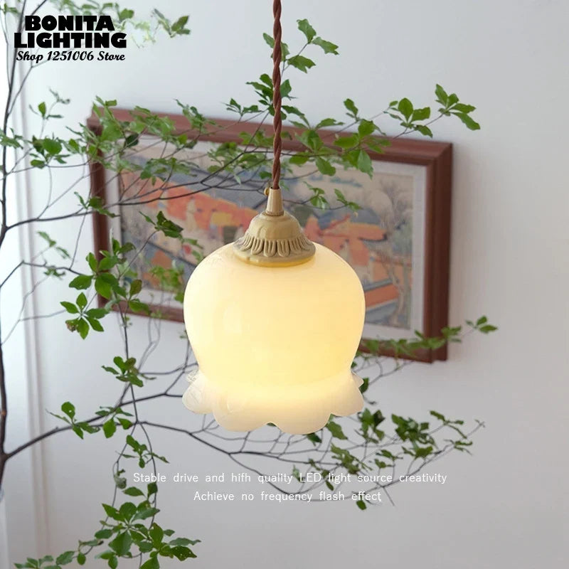 Orchid pendant in a bedroom