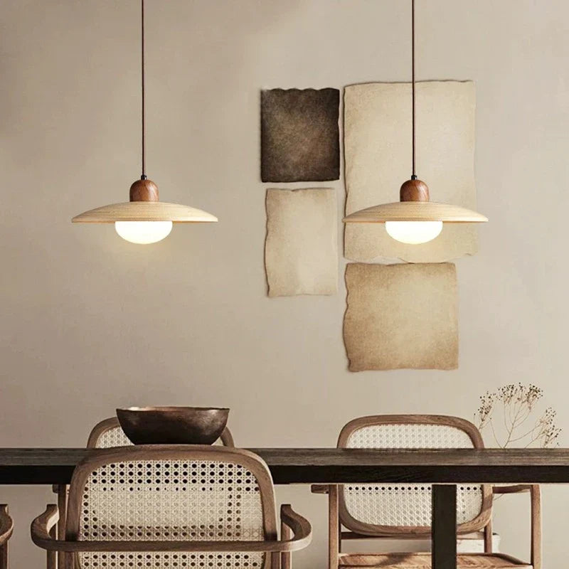 Bamboo pendant over a tea table