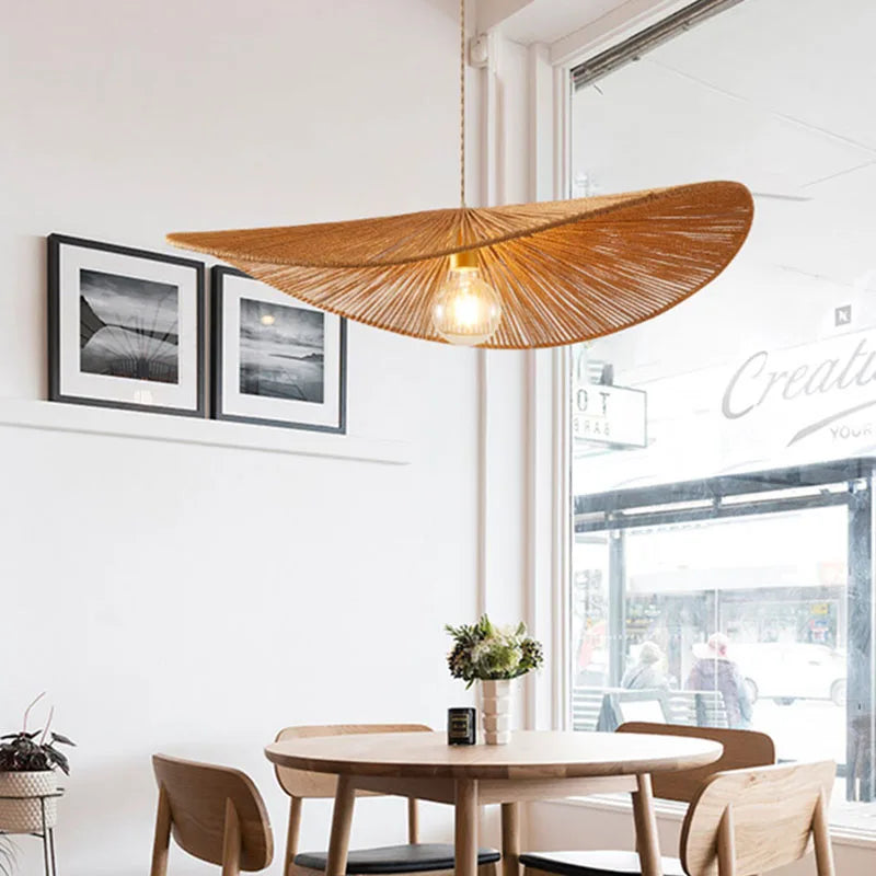 Woven Rattan Asian Pendant, view 4