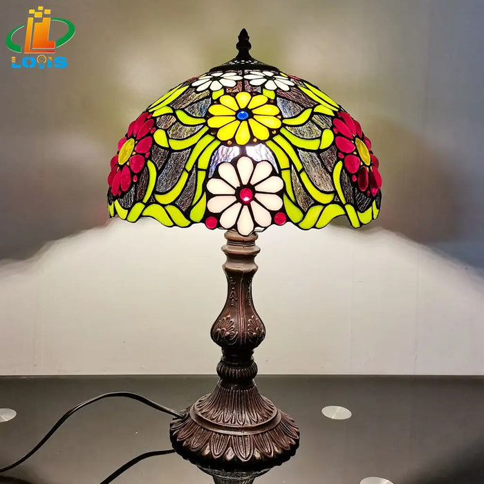 Stained glass bedside lamp